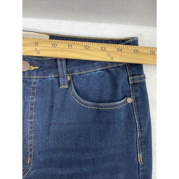 Soft Surroundings Jeans Womens Size 12 Dark Wash Denim Raw Hem‎ Straight Stretch - Picture 8 of 12